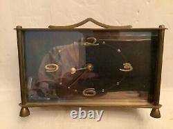 Vintage Seth Thomas 8 Day 4 JEWEL 2 Bells Chime Brass Desk Clock. Works