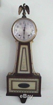 Vintage Seth Thomas 8 Day Springwound Banjo Clock with Eagle Finial 28