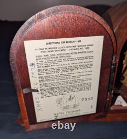 Vintage Seth Thomas A402-005 Westminster Chime Wooden Mantle Clock Tested Works