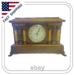 Vintage Seth Thomas Adamantine Mantel Clock 19th Century Brown And Bronze Copper