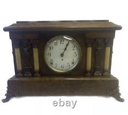 Vintage Seth Thomas Adamantine Mantel Clock 19th Century Brown And Bronze Copper