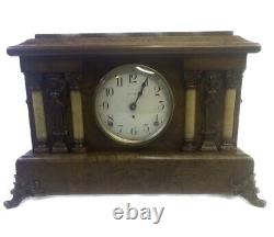 Vintage Seth Thomas Adamantine Mantel Clock 19th Century Brown And Bronze Copper