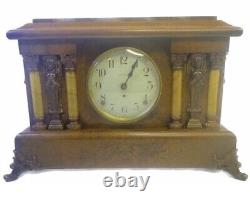 Vintage Seth Thomas Adamantine Mantel Clock 19th Century Brown And Bronze Copper