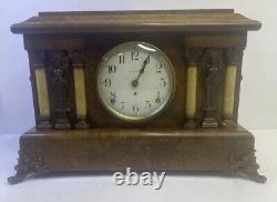 Vintage Seth Thomas Adamantine Mantel Clock 19th Century Brown And Bronze Copper