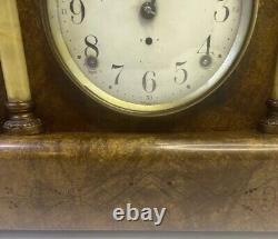 Vintage Seth Thomas Adamantine Mantel Clock 19th Century Brown And Bronze Copper