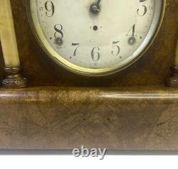 Vintage Seth Thomas Adamantine Mantel Clock 19th Century Brown And Bronze Copper