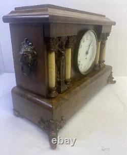 Vintage Seth Thomas Adamantine Mantel Clock 19th Century Brown And Bronze Copper