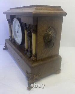 Vintage Seth Thomas Adamantine Mantel Clock 19th Century Brown And Bronze Copper