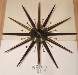 Vintage Seth Thomas Atomic Starburst Battery Operated Wall Clock 29 1/2 Works