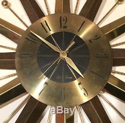 Vintage Seth Thomas Atomic Starburst Battery Operated Wall Clock 29 1/2 Works