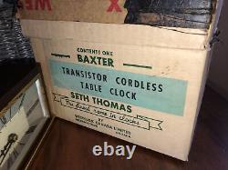 Vintage Seth Thomas Baxter Transistor Cordless Battery Operated Table Clock
