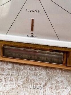 Vintage Seth Thomas Brass Alarm Clock Square 7 Jewel Germany Thermometer