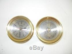 Vintage Seth Thomas Brass Corsair Maritime Ships Bell Clock / Barometer Set
