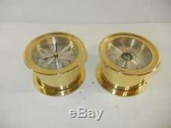 Vintage Seth Thomas Brass Corsair Maritime Ships Bell Clock / Barometer Set
