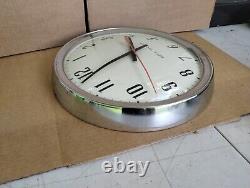 Vintage Seth Thomas Bubble Face School Industrial Clock Chrome Bezel 14 Tested