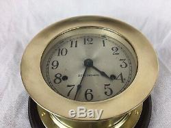 Vintage Seth Thomas Bulkhead Ships Clock, With Chime. German Made, Nautical