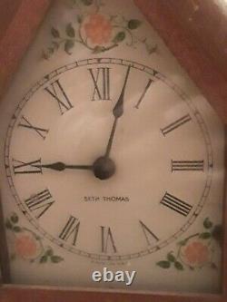 Vintage Seth Thomas Clocks Co Sharon Echo Steeple Electric Wooden Mantle Clock