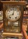 Vintage Seth Thomas Crystal Regulator 2 Door Brass Mantel Clock For Parts/repair