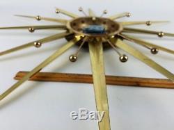 Vintage Seth Thomas E618 mid century modern danish Starburst wall clock antique