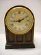 Vintage Seth Thomas Electric Clock Brass Face Plate Dark Wood Case With Key