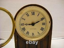 Vintage Seth Thomas Electric Clock Brass Face Plate Dark Wood Case with Key