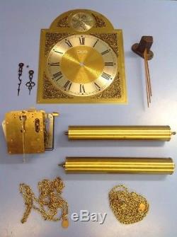 Vintage Seth Thomas Grandfather Clock Parts Pieces Face Weights Movement Chains