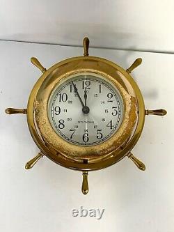 Vintage Seth Thomas Helmsman Brass Ship's Clock 1973 Isotron Electric movement
