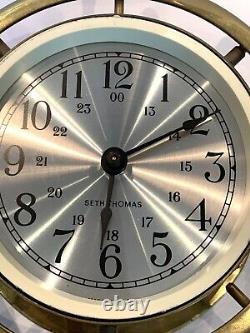 Vintage Seth Thomas Helmsman Brass Ship's Clock 1973 Isotron Electric movement