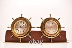 Vintage Seth Thomas Helmsman Clock E537-001 Ships bell & barometer with stand