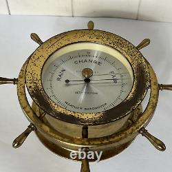 Vintage Seth Thomas Helmsman E537-011 1508 Weather Barometer Brass Nautical USA