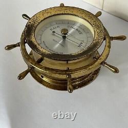 Vintage Seth Thomas Helmsman E537-011 1508 Weather Barometer Brass Nautical USA