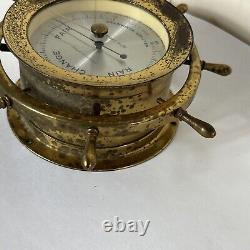 Vintage Seth Thomas Helmsman E537-011 1508 Weather Barometer Brass Nautical USA