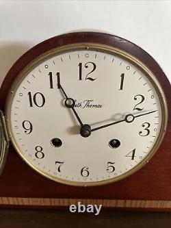 Vintage Seth Thomas Lynton-2W MCM Art Deco Mantle 8 Day Clock with Key