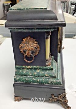 Vintage Seth Thomas Mantle Clock Classical Pillar Faux Marble Works (426)