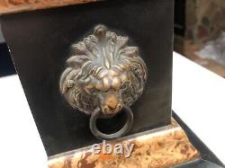 Vintage Seth Thomas Mantle Clock Lion Heads On Side- Wood Antique