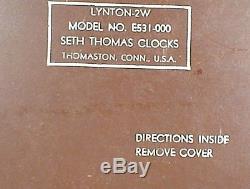 Vintage Seth Thomas Mantle Clock With Key Wood Chimes E531-000 Germany USA