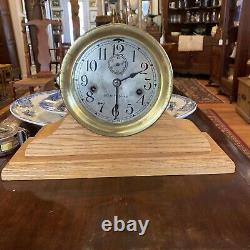 Vintage Seth Thomas Marine/Ships Clock in brass case and display stand