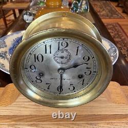 Vintage Seth Thomas Marine/Ships Clock in brass case and display stand