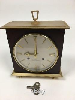 Vintage Seth Thomas Mid Century Modern Mantle Brass Table Clock Danish Modern