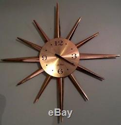 Vintage Seth Thomas Mid Century Modern Starburst Starglo Wall Clock 24