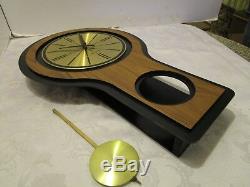 Vintage Seth Thomas Mid Century Pendulum Wall Clock Modern Retro Atomic 22 ¼ T