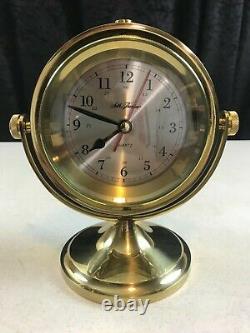 Vintage Seth Thomas Model No. 1044 Schooner Brass Swivel Desk Clock 7 3/4