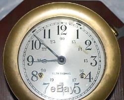 Vintage Seth Thomas Naval Marine Maritime Brass Ships Clock With Key Keeps Time