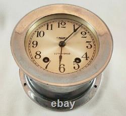 Vintage Seth Thomas Nickel Plated Ships Bell 4 Ship Clock