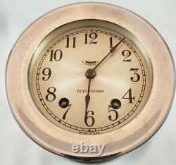 Vintage Seth Thomas Nickel Plated Ships Bell 4 Ship Clock