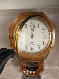 Vintage Seth Thomas Oak Cabinet Pendulum Wall Clock Key Wind