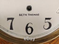 Vintage Seth Thomas Oak Cabinet Pendulum Wall Clock Key Wind