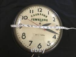 Vintage Seth Thomas Oberlins Jewelers Industrial Round Wall Clock 14