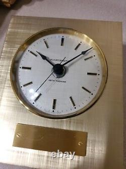 Vintage Seth Thomas Quartzmatic Brass Desk Clock Quartz Operation. Refurbished