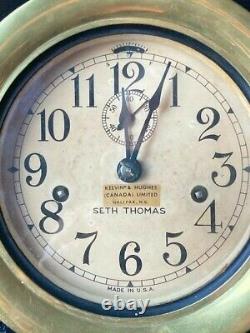 Vintage Seth Thomas Ship's Bell Clock WORKS and has both original keys